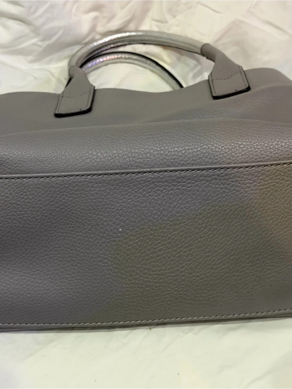 Anne Klein Gray Satchel with Metallic Tassel Accent